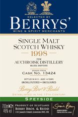 1998 Berrys' Own Selection Auchroisk, Speyside, Single Malt Whisky (46%) 1998 Berrys' Own Selection Auchroisk, Speyside, Single Malt Whisky (46%)